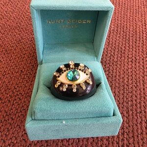 Kurt Geiger Green Crystal Evil Eye Statement Ring